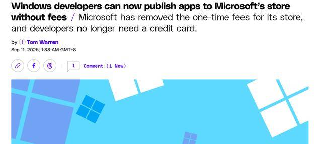 微軟調整Microsoft Store政策,個人開發者免費發布應用