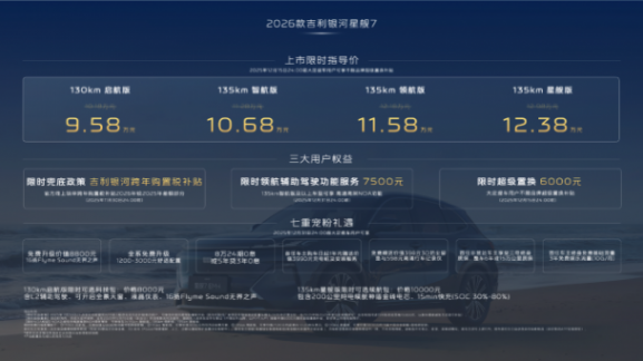 2026款星艦7 限時起步價9.58萬,相比老款的幾大變化